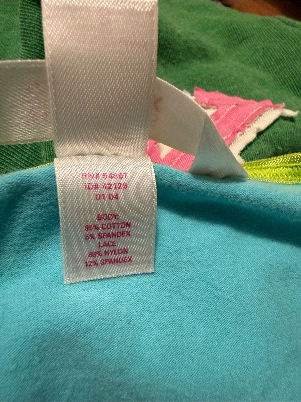 PINK Victoria's Secret Aqua Blue Camisole with Lime Lace Trim Vtg Summer Top ⭐️ - Picture 5 of 5